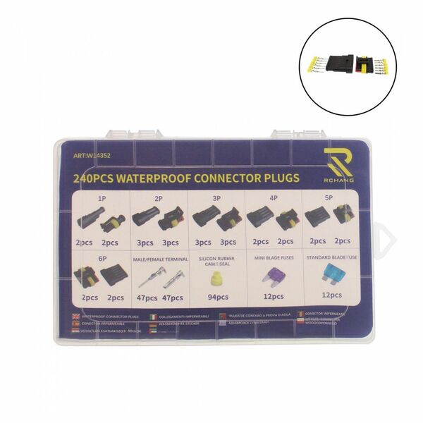 Σετ Αδιάβροχοι Σύνδεσμοι Καλωδίων και Ασφαλειών για Αυτοκίνητα, Φορτηγά και Μοτοσυκλέτες 240τμχ Σετ Αδιάβροχοι Σύνδεσμοι Καλωδίων και Ασφαλειών για Αυτοκίνητα, Φορτηγά και Μοτοσυκλέτες 240τμχ