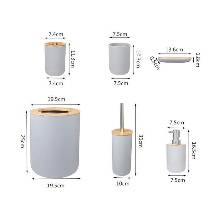 Σετ Αξεσουάρ Μπάνιου και Τουαλέτας 6 Τεμαχίων με Bamboo Λεπτομέρειες Γαλάζιο Σετ Αξεσουάρ Μπάνιου και Τουαλέτας 6 Τεμαχίων με Bamboo Λεπτομέρειες Γαλάζιο