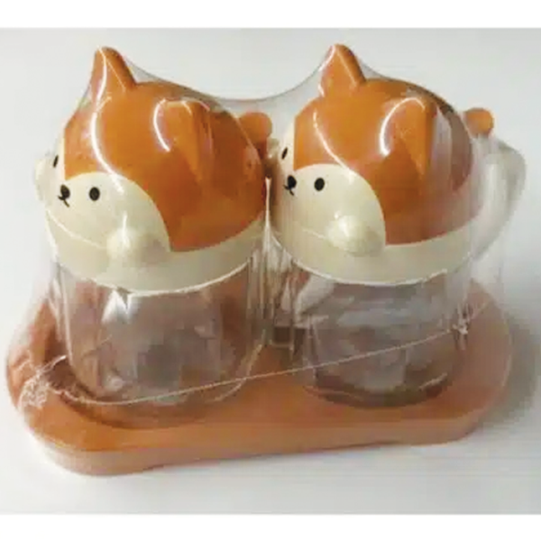 Σετ Αλατοπίπερο με Βάση - 2 Δοχεία Μπαχαρικών με Κουταλάκι και Καπάκι Αλεπουδάκι Καφέ Σετ Αλατοπίπερο με Βάση - 2 Δοχεία Μπαχαρικών με Κουταλάκι και Καπάκι Αλεπουδάκι Καφέ