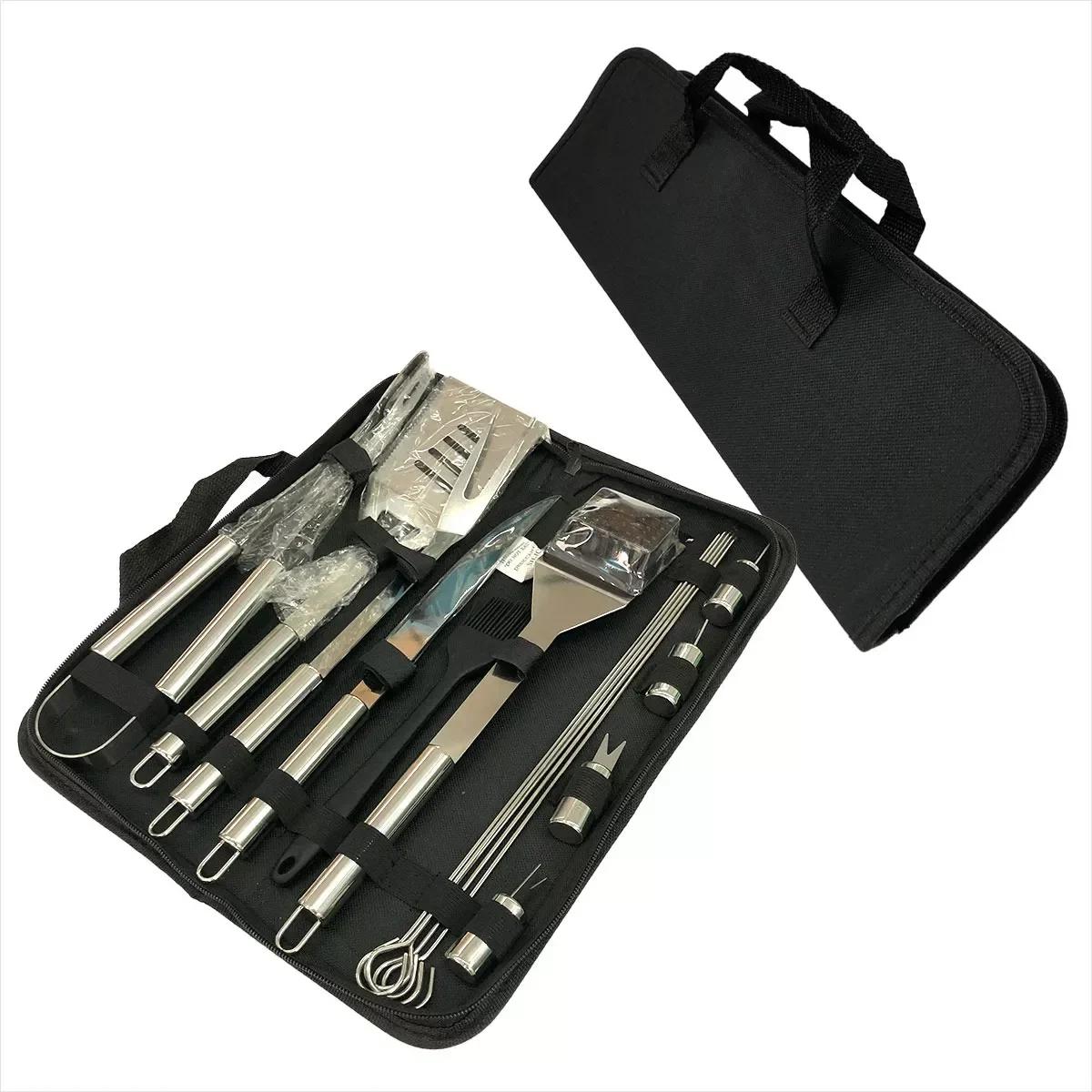 Σετ Ανοξείδωτων Εργαλείων Μπάρμπεκιου 15τμχ σε Μαύρη Υφασμάτινη Θήκη Σετ Ανοξείδωτων Εργαλείων Μπάρμπεκιου 15τμχ σε Μαύρη Υφασμάτινη Θήκη