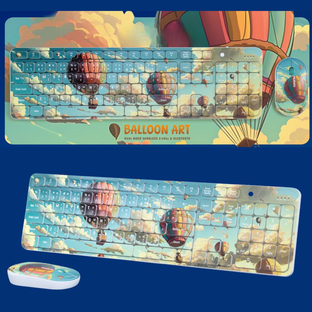 Σετ Ασύρματο Πληκτρολόγιο & Ποντίκι - Συνδεσιμότητα με Bluetooth με Σχέδιο Αερόστατα Σετ Ασύρματο Πληκτρολόγιο & Ποντίκι - Συνδεσιμότητα με Bluetooth με Σχέδιο Αερόστατα