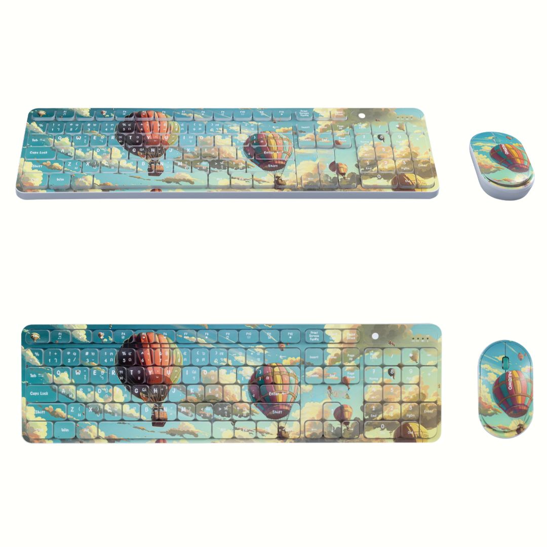 Σετ Ασύρματο Πληκτρολόγιο & Ποντίκι - Συνδεσιμότητα με Bluetooth με Σχέδιο Αερόστατα Σετ Ασύρματο Πληκτρολόγιο & Ποντίκι - Συνδεσιμότητα με Bluetooth με Σχέδιο Αερόστατα