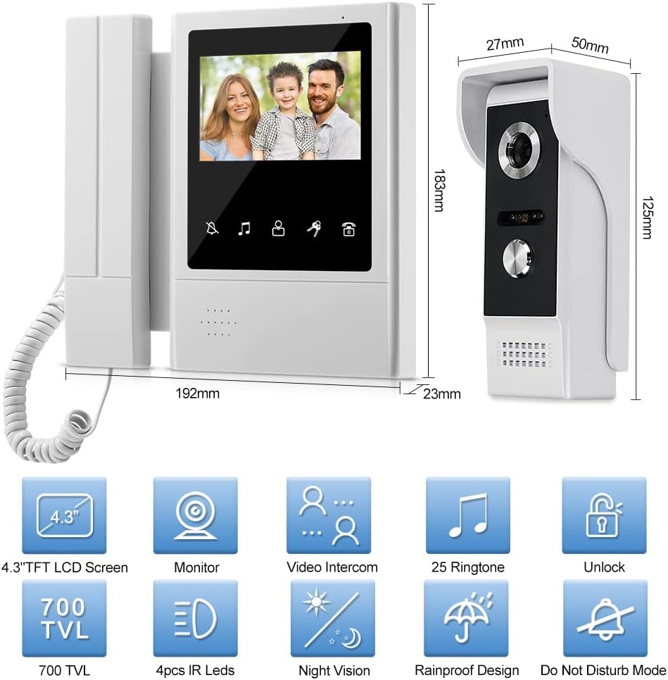 Σετ Ασύρματο Θυροτηλέφωνο 4,3 Ιντσών με Κουδούνι Κάμερα - Με Νυχτερινή Όραση & Αμφίδρομη Επικοινωνία - Video Door Phone Σετ Ασύρματο Θυροτηλέφωνο 4,3 Ιντσών με Κουδούνι Κάμερα - Με Νυχτερινή Όραση & Αμφίδρομη Επικοινωνία - Video Door Phone