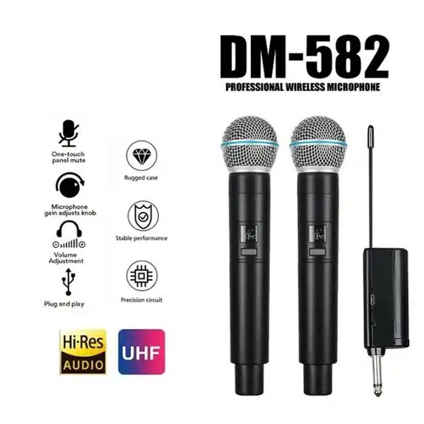 Σετ Επαγγελματικά Διπλά Ασύρματα Μικρόφωνα Χειρός Χωρίς Παραμορφώσεις με Jack 6.35mm για Karaoke και Ηχογράφηση Φωνής Μαύρα Σετ Επαγγελματικά Διπλά Ασύρματα Μικρόφωνα Χειρός Χωρίς Παραμορφώσεις με Jack 6.35mm για Karaoke και Ηχογράφηση Φωνής Μαύρα