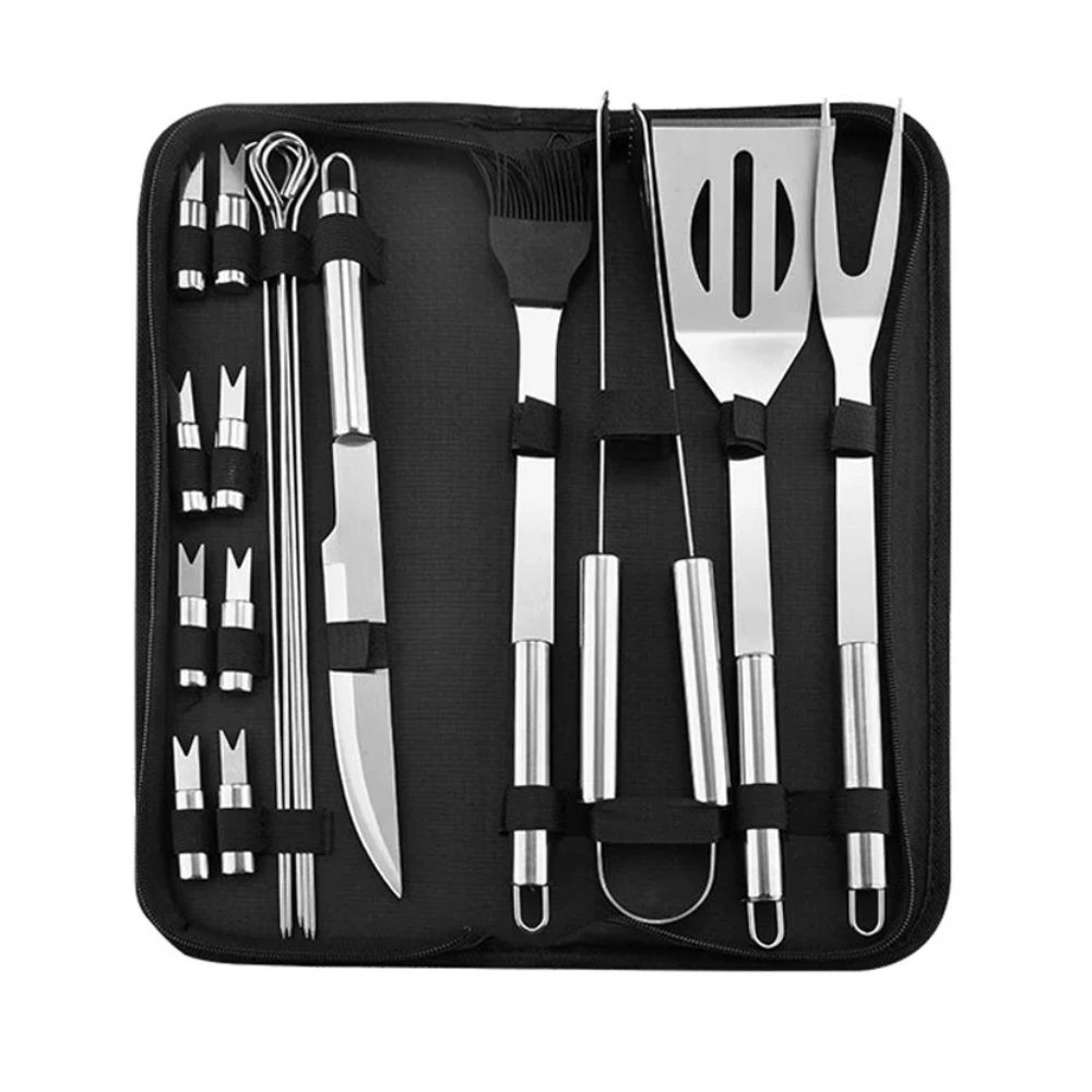 Σετ Εργαλείων BBQ 18 τμχ από Ανοξείδωτο Ατσάλι σε Υφασμάτινη Θήκη Μεταφοράς Σετ Εργαλείων BBQ 18 τμχ από Ανοξείδωτο Ατσάλι σε Υφασμάτινη Θήκη Μεταφοράς