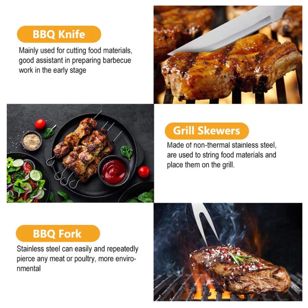 Σετ Εργαλείων BBQ 18 τμχ από Ανοξείδωτο Ατσάλι σε Υφασμάτινη Θήκη Μεταφοράς Σετ Εργαλείων BBQ 18 τμχ από Ανοξείδωτο Ατσάλι σε Υφασμάτινη Θήκη Μεταφοράς