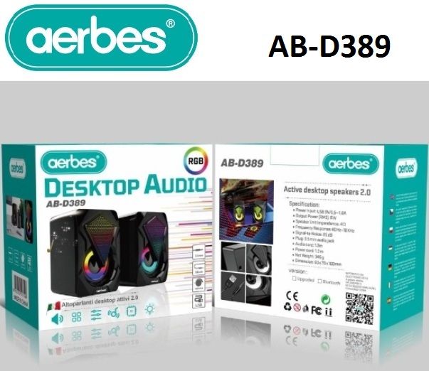 Σετ Ηχείων Υπολογιστή με Subwoofer 2.1 RGB 5+3Wx2 - AERBES Σετ Ηχείων Υπολογιστή με Subwoofer 2.1 RGB 5+3Wx2 - AERBES