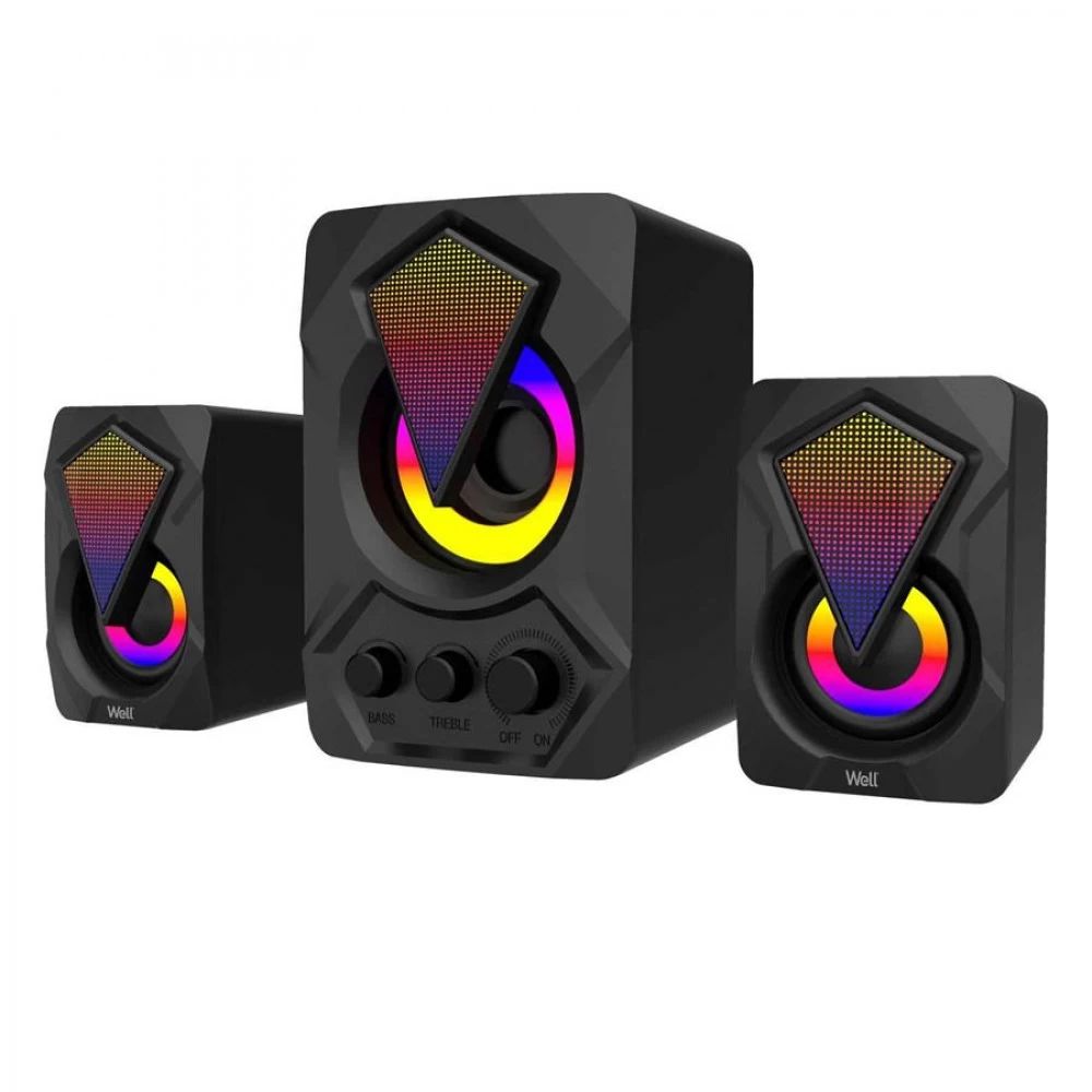 Σετ Ηχείων Υπολογιστή με Subwoofer 2.1 RGB 5+3Wx2 - AERBES Σετ Ηχείων Υπολογιστή με Subwoofer 2.1 RGB 5+3Wx2 - AERBES