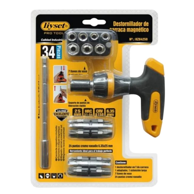 Σετ Κατσαβίδι Μαγνητικό με Μύτες και Καρυδάκια 34τμχ Liyset Σετ Κατσαβίδι Μαγνητικό με Μύτες και Καρυδάκια 34τμχ Liyset