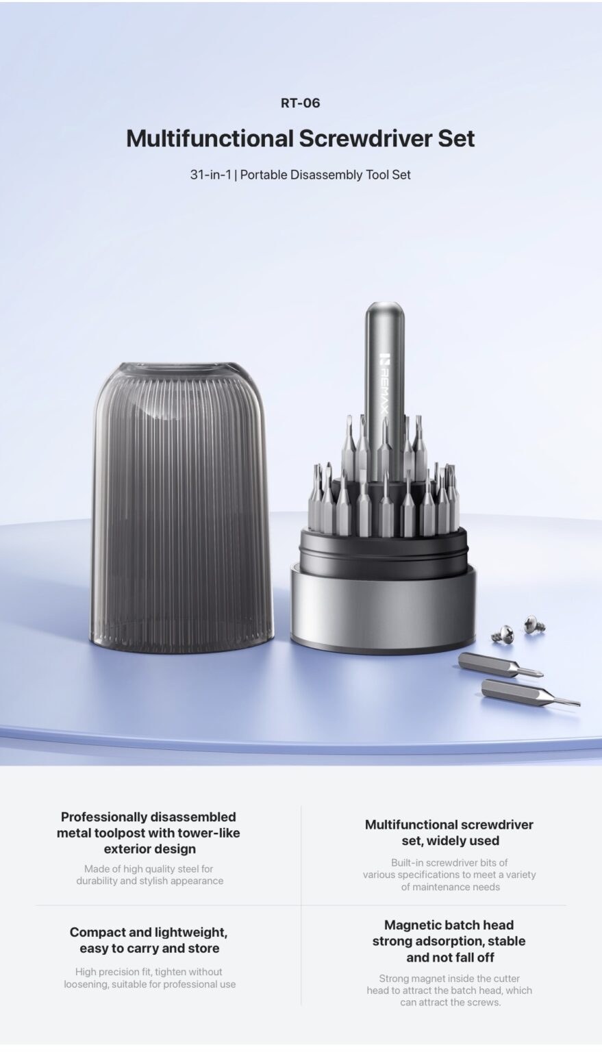 Σετ Κατσαβίδια Ακριβείας Remax RT-06 31 σε 1 – Επισκευή Ηλεκτρονικών | Μαγνητικές Μύτες, Ελαφρύ, Θήκη Αποθήκευσης, Χάλυβας S2 Σετ Κατσαβίδια Ακριβείας Remax RT-06 31 σε 1 – Επισκευή Ηλεκτρονικών | Μαγνητικές Μύτες, Ελαφρύ, Θήκη Αποθήκευσης, Χάλυβας S2