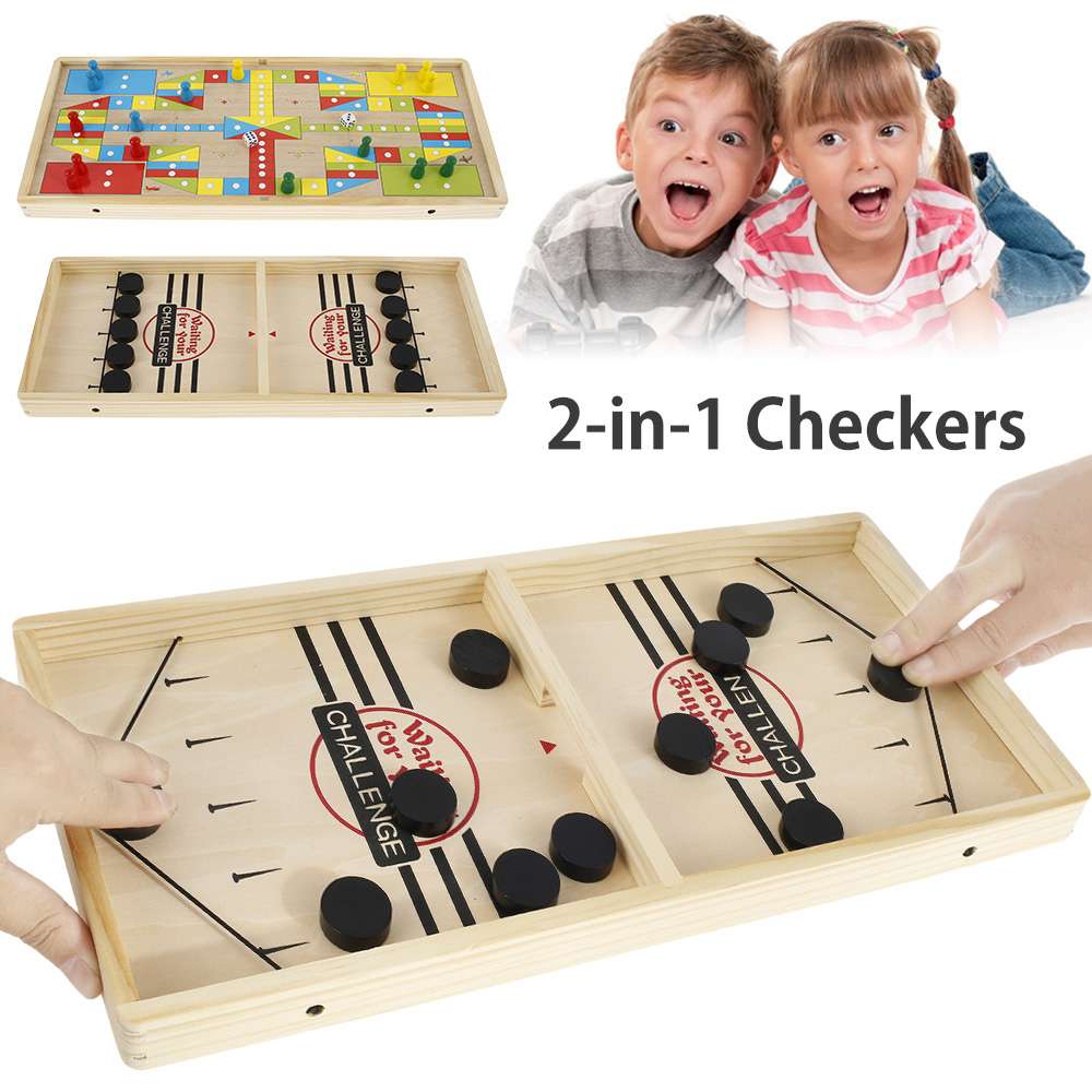 Σετ Ξύλινο Επιτραπέζιο Διαδραστικό Παιχνίδι Διπλής Όψης 2 σε 1 Sling Shot Puck & Ludo για Ηλικίες 6 + Σετ Ξύλινο Επιτραπέζιο Διαδραστικό Παιχνίδι Διπλής Όψης 2 σε 1 Sling Shot Puck & Ludo για Ηλικίες 6 +