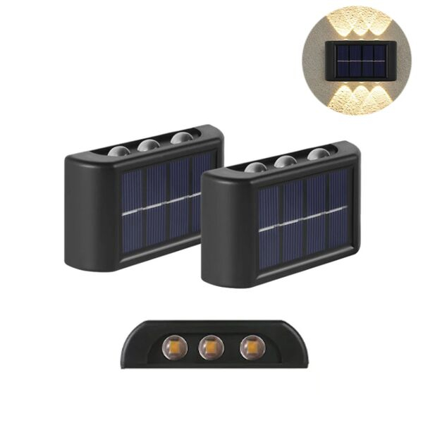 Σετ LED Αδιάβροχα Ηλιακά Επιτοίχια Φωτιστικά για Εξωτερικό Χώρο με 6 SMD και Ενσωματωμένο Πάνελ σε Θερμό Λευκό Φωτισμό 2τμχ Σετ LED Αδιάβροχα Ηλιακά Επιτοίχια Φωτιστικά για Εξωτερικό Χώρο με 6 SMD και Ενσωματωμένο Πάνελ σε Θερμό Λευκό Φωτισμό 2τμχ