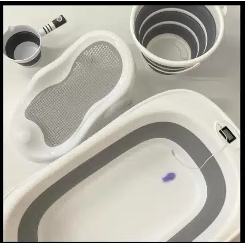 Σετ Μπάνιου Μωρού 4τμχ με Πτυσσόμενη Μπανιέρα, Θερμόμετρο LED και Αντιολισθητική Βάση σε Λευκό/Γκρί Χρώμα Σετ Μπάνιου Μωρού 4τμχ με Πτυσσόμενη Μπανιέρα, Θερμόμετρο LED και Αντιολισθητική Βάση σε Λευκό/Γκρί Χρώμα