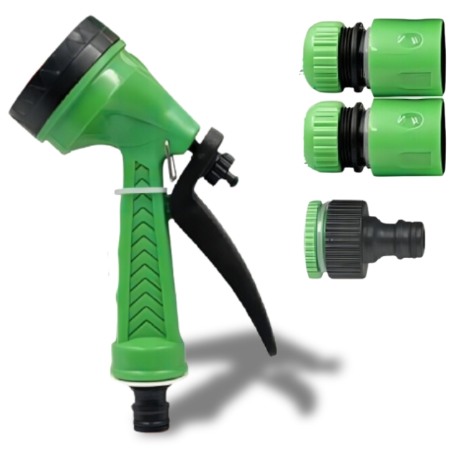 Σετ Πιστόλι Ποτίσματος με 5 Λειτουργίες Ψεκασμού και Ανταλλακτικά Ρακόρ Σετ Πιστόλι Ποτίσματος με 5 Λειτουργίες Ψεκασμού και Ανταλλακτικά Ρακόρ