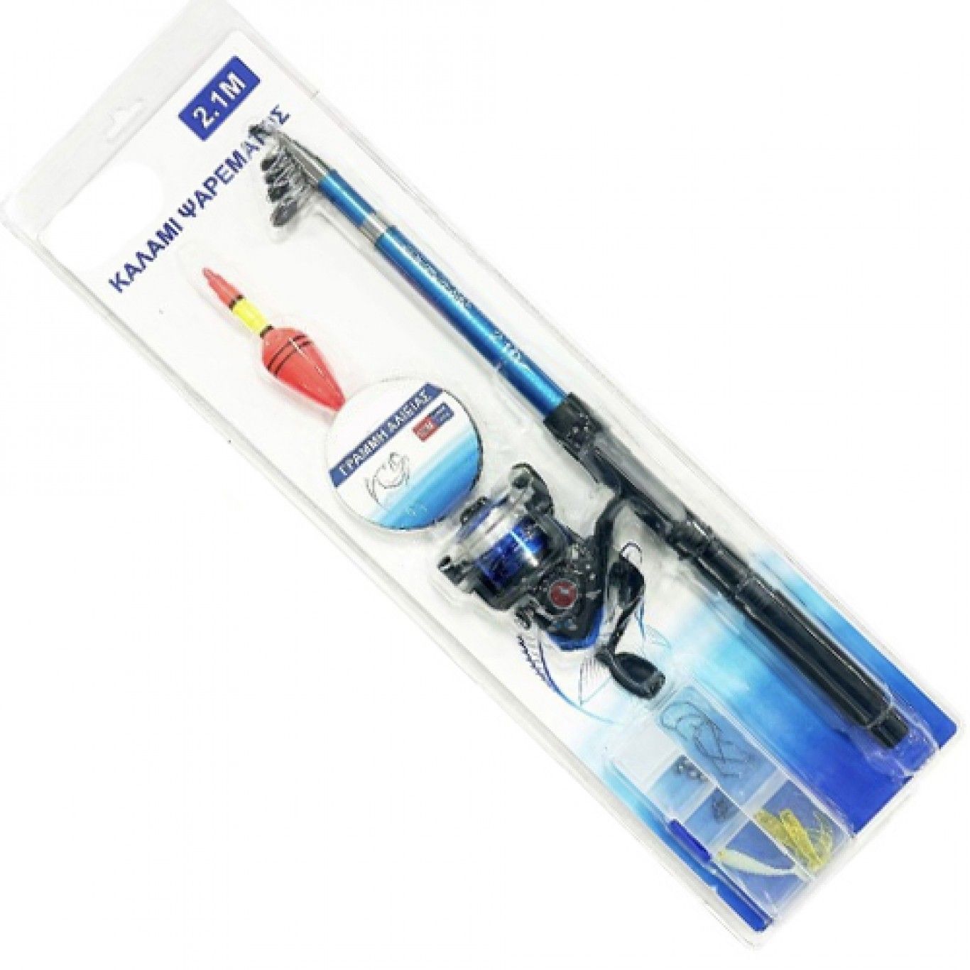 Σετ Ψαρέματος με Τηλεσκοπικό Καλάμι 2.10m Μηχανάκι Αγκίστρια Φελλό και Πετονιά 100m - Fishing Set For Beginners Σετ Ψαρέματος με Τηλεσκοπικό Καλάμι 2.10m Μηχανάκι Αγκίστρια Φελλό και Πετονιά 100m - Fishing Set For Beginners