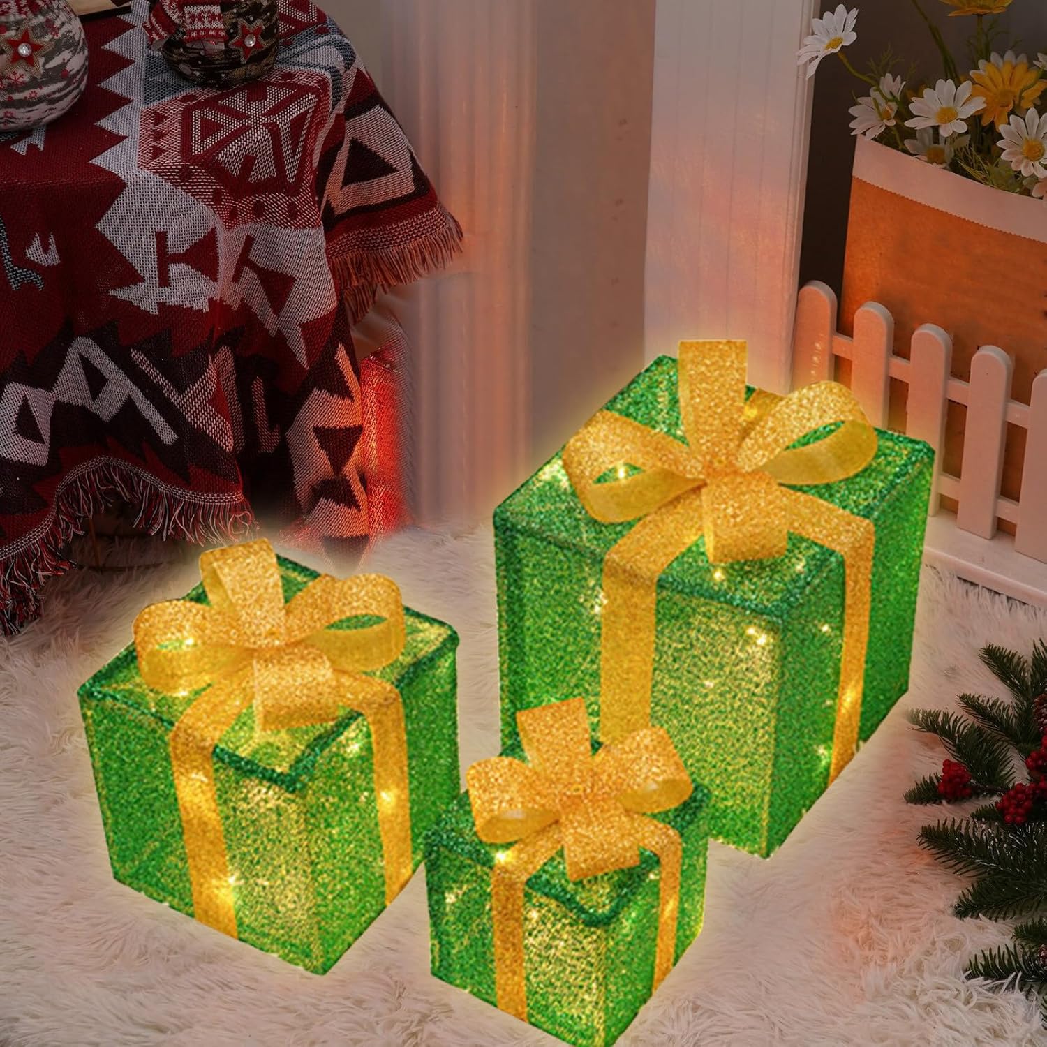 Σετ Χριστουγεννιάτικα Διακοσμητικά Φωτιζόμενα Κουτιά Δώρου 25.5, 20.5 & 15.5cm Σετ Χριστουγεννιάτικα Διακοσμητικά Φωτιζόμενα Κουτιά Δώρου 25.5, 20.5 & 15.5cm