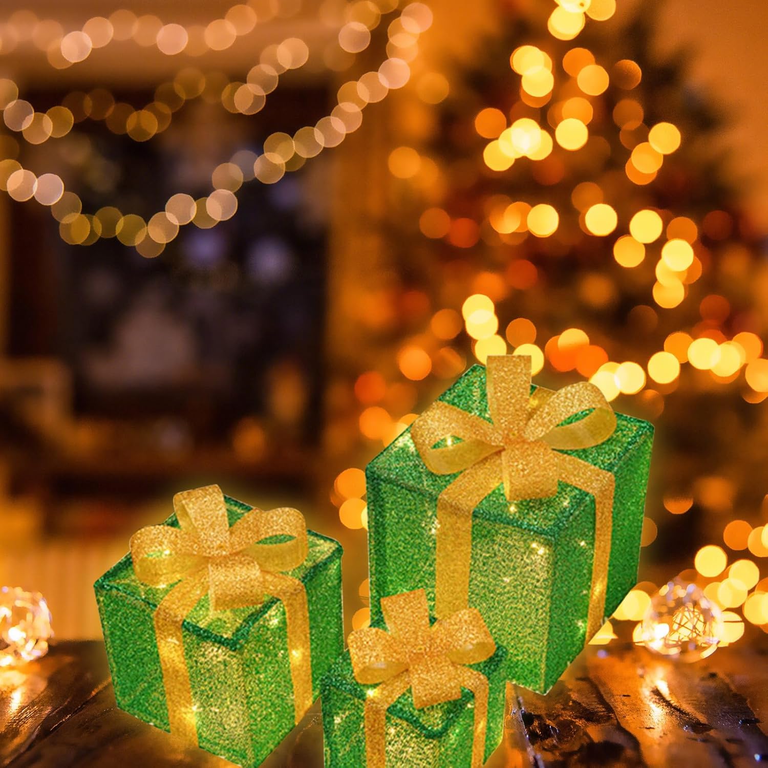 Σετ Χριστουγεννιάτικα Διακοσμητικά Φωτιζόμενα Κουτιά Δώρου 25.5, 20.5 & 15.5cm Σετ Χριστουγεννιάτικα Διακοσμητικά Φωτιζόμενα Κουτιά Δώρου 25.5, 20.5 & 15.5cm