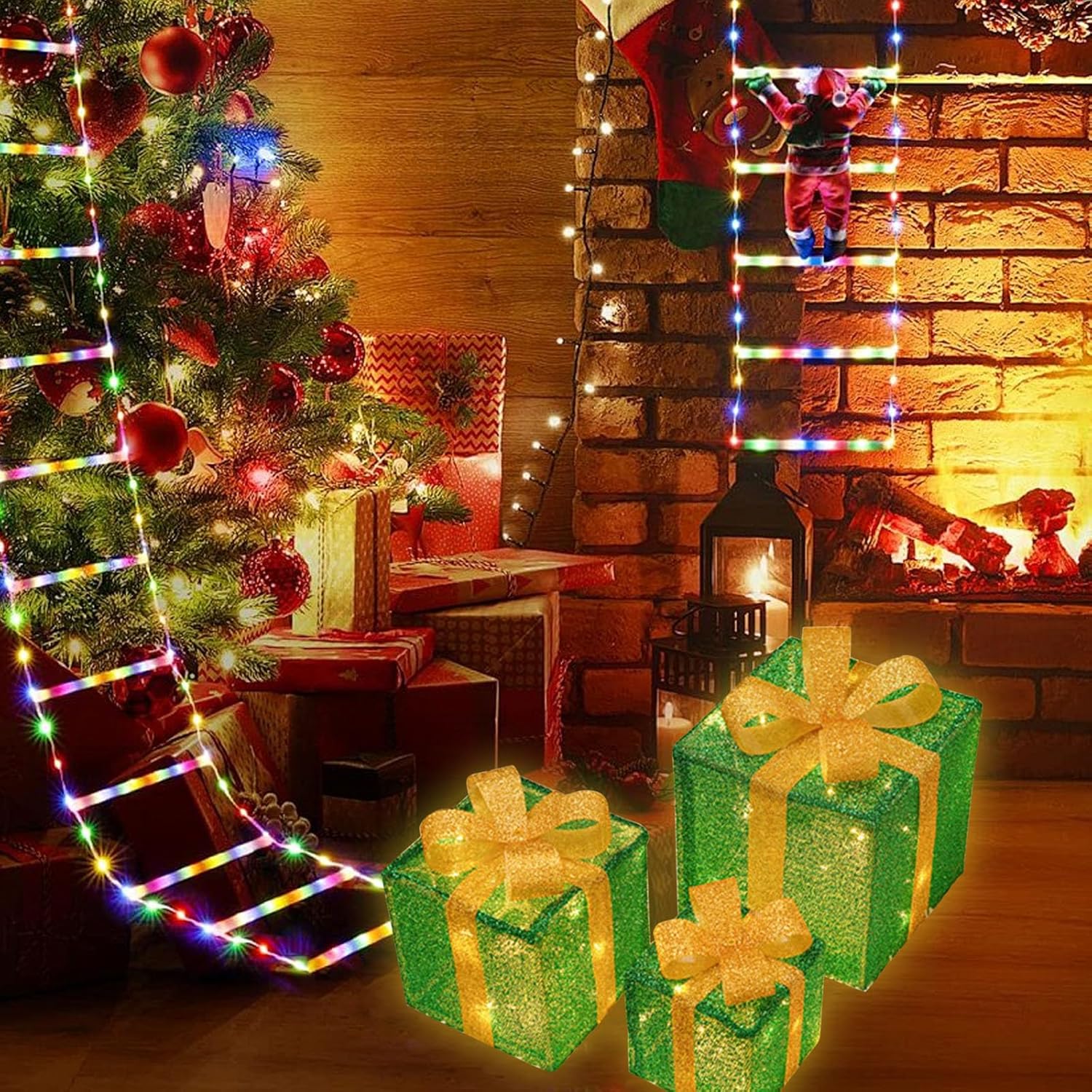 Σετ Χριστουγεννιάτικα Διακοσμητικά Φωτιζόμενα Κουτιά Δώρου 25.5, 20.5 & 15.5cm Σετ Χριστουγεννιάτικα Διακοσμητικά Φωτιζόμενα Κουτιά Δώρου 25.5, 20.5 & 15.5cm