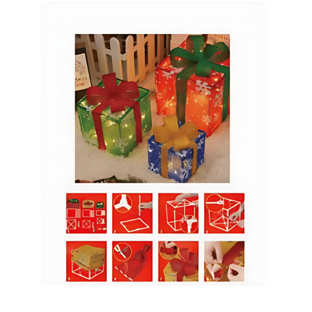 Σετ Χριστουγεννιάτικα Διακοσμητικά Φωτιζόμενα Κουτιά Δώρου με Χιονονιφάδες 25.5, 20.5 & 15.5cm Σετ Χριστουγεννιάτικα Διακοσμητικά Φωτιζόμενα Κουτιά Δώρου με Χιονονιφάδες 25.5, 20.5 & 15.5cm