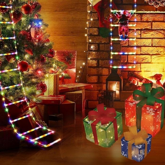 Σετ Χριστουγεννιάτικα Διακοσμητικά Φωτιζόμενα Κουτιά Δώρου με Χιονονιφάδες 25.5, 20.5 & 15.5cm Σετ Χριστουγεννιάτικα Διακοσμητικά Φωτιζόμενα Κουτιά Δώρου με Χιονονιφάδες 25.5, 20.5 & 15.5cm