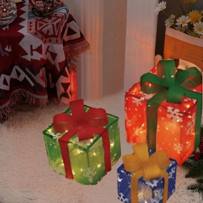 Σετ Χριστουγεννιάτικα Διακοσμητικά Φωτιζόμενα Κουτιά Δώρου με Χιονονιφάδες 25.5, 20.5 & 15.5cm Σετ Χριστουγεννιάτικα Διακοσμητικά Φωτιζόμενα Κουτιά Δώρου με Χιονονιφάδες 25.5, 20.5 & 15.5cm