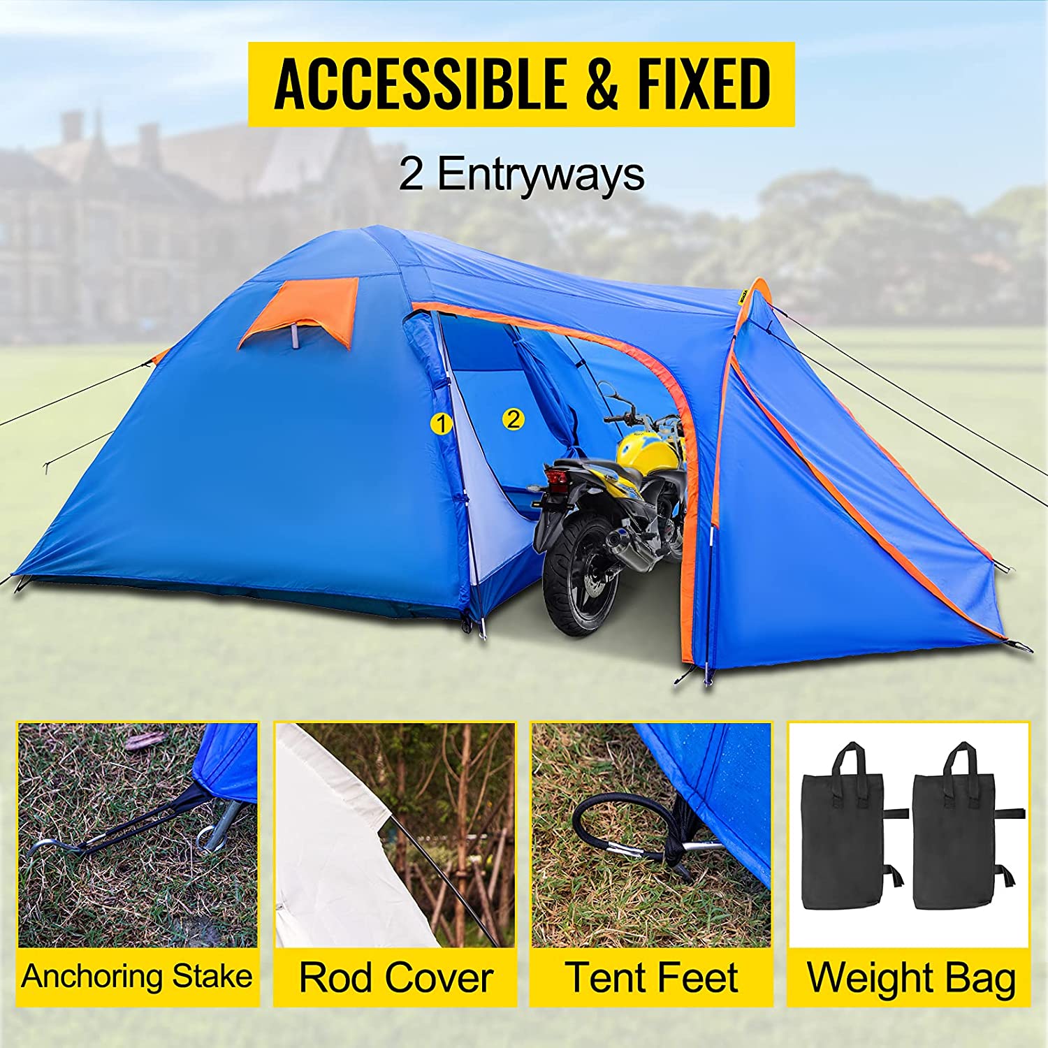Σκηνή Τούνελ για Camping 2-3 Ατόμων με Προθάλαμο (2 χώρους) Καλοκαιρινή Αδιάβροχη Μπλε - 405x217x170εκ Σκηνή Τούνελ για Camping 2-3 Ατόμων με Προθάλαμο (2 χώρους) Καλοκαιρινή Αδιάβροχη Μπλε - 405x217x170εκ
