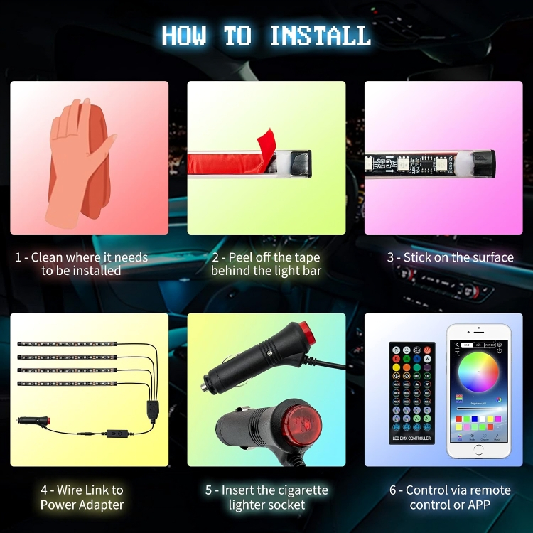 Smart RGB LED Σύστημα Φωτισμού Σαλονιού Αυτοκινήτου - Οπτική Ίνα 6 μέτρα Smart RGB LED Σύστημα Φωτισμού Σαλονιού Αυτοκινήτου - Οπτική Ίνα 6 μέτρα