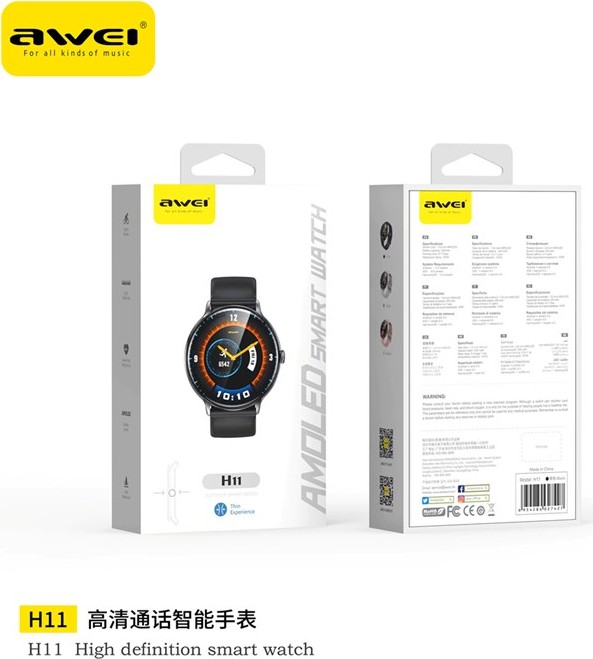 Smartwatch AMOLED Awei H11 – Κλήσεις Bluetooth, Καρδιακοί Παλμοί & Οξυγόνο Smartwatch AMOLED Awei H11 – Κλήσεις Bluetooth, Καρδιακοί Παλμοί & Οξυγόνο