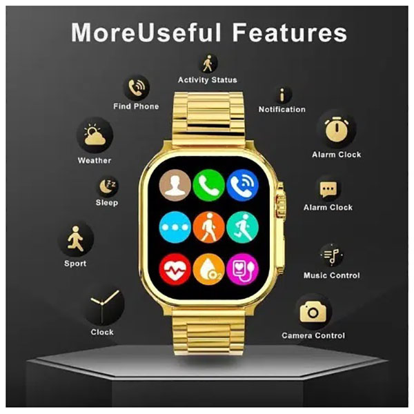 Smartwatch Με Παλμογράφο- Ένδειξη Μηνυμάτων Και Bluetooth- M9 Ultra Max Χρυσό Smartwatch Με Παλμογράφο- Ένδειξη Μηνυμάτων Και Bluetooth- M9 Ultra Max Χρυσό