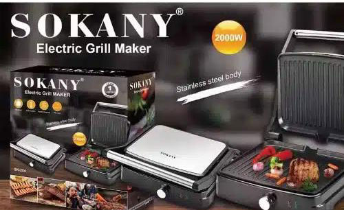 SOKANY-Ηλεκτρική Ψησταριά 2000W με Καπάκι από Ανοξείδωτο Ατσάλι SOKANY-Ηλεκτρική Ψησταριά 2000W με Καπάκι από Ανοξείδωτο Ατσάλι