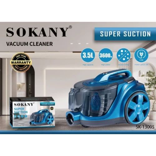 Sokany Ηλεκτρική Σκούπα 3600W με Κάδο 3,5L & Ρυθμιστή Ισχύος Μπλε Sokany Ηλεκτρική Σκούπα 3600W με Κάδο 3,5L & Ρυθμιστή Ισχύος Μπλε