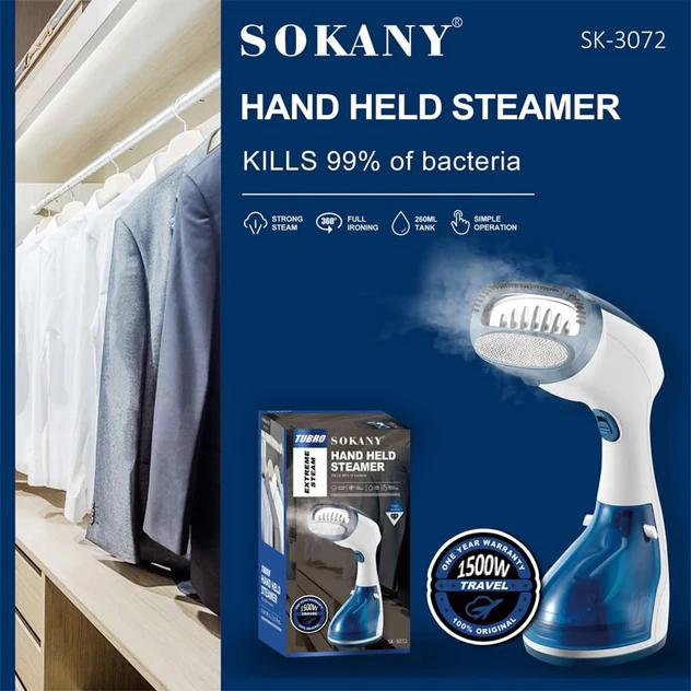 SOKANY Ισχυρός Ατμοκαθαριστής Ρούχων Χειρός-Σίδερο Ατμού 1500w με Δοχείο 260ml Μπλε SOKANY Ισχυρός Ατμοκαθαριστής Ρούχων Χειρός-Σίδερο Ατμού 1500w με Δοχείο 260ml Μπλε