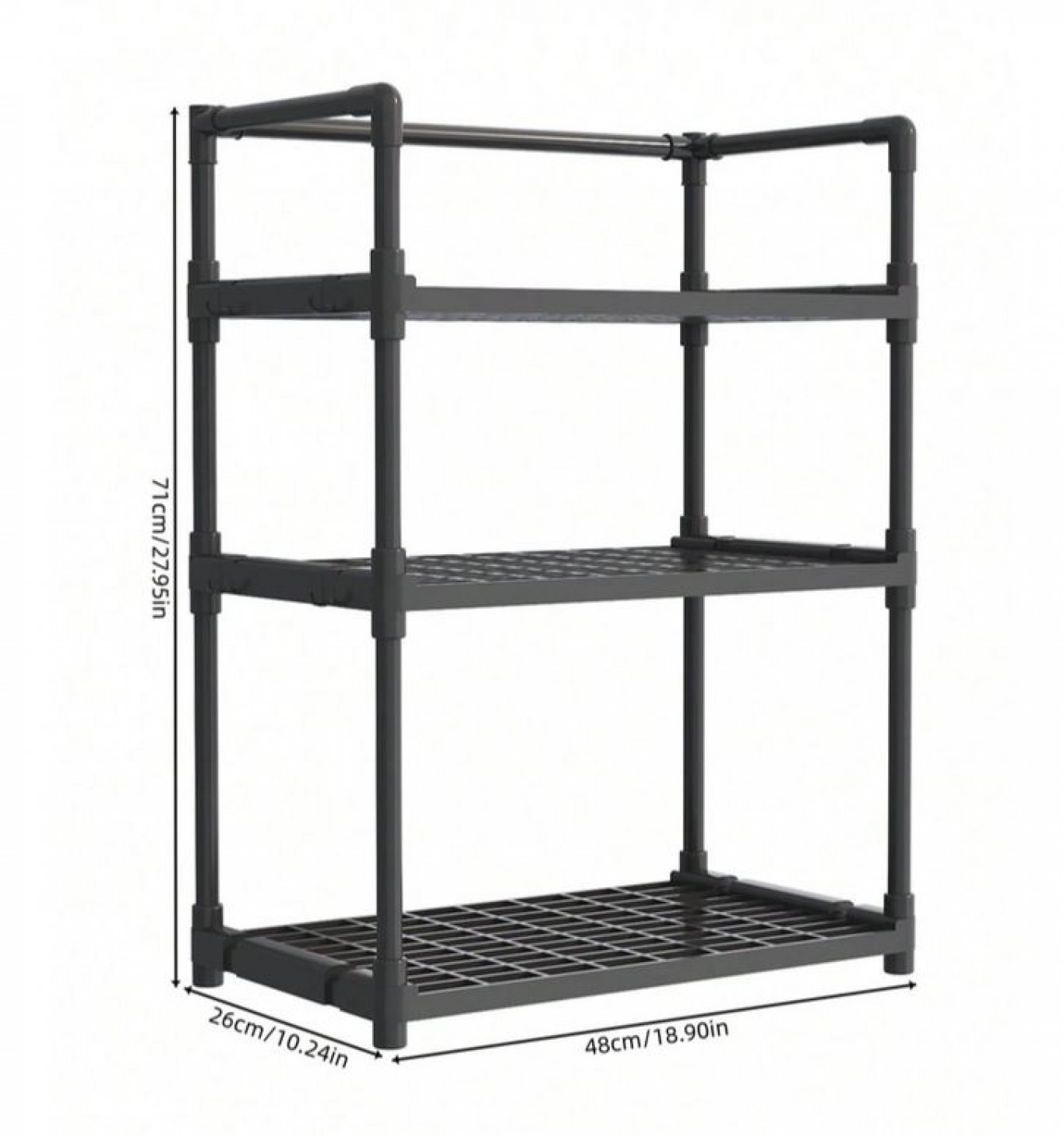 Σταθερή Ραφιέρα Οργάνωσης 3 Επιπέδων Κουζίνας-Μπάνιου Μαύρη 71x48x26cm Σταθερή Ραφιέρα Οργάνωσης 3 Επιπέδων Κουζίνας-Μπάνιου Μαύρη 71x48x26cm