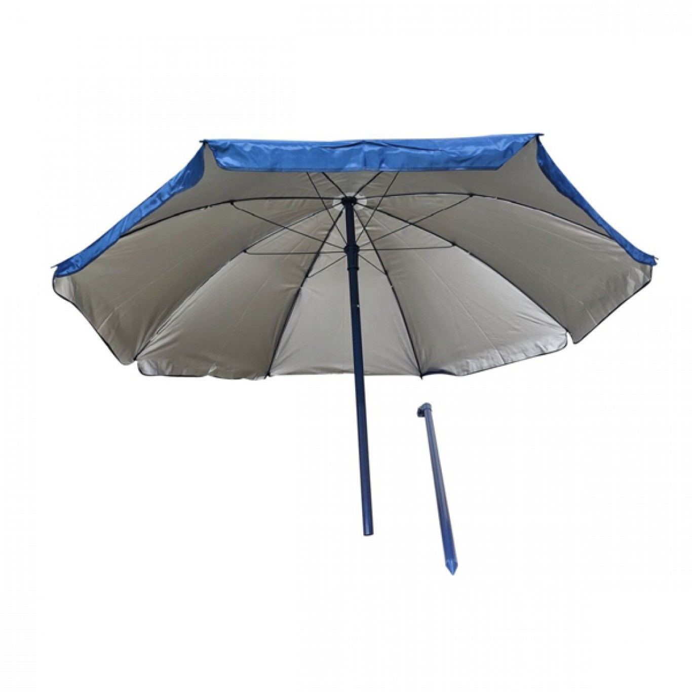 Στιβαρή Ομπρέλα Θαλάσσης Αλουμινίου 200cm με Ηλιοπροστασία UV και Θήκη Μεταφοράς Ριγέ σε Αποχρώσεις Μπλε και Ασημί Στιβαρή Ομπρέλα Θαλάσσης Αλουμινίου 200cm με Ηλιοπροστασία UV και Θήκη Μεταφοράς Ριγέ σε Αποχρώσεις Μπλε και Ασημί