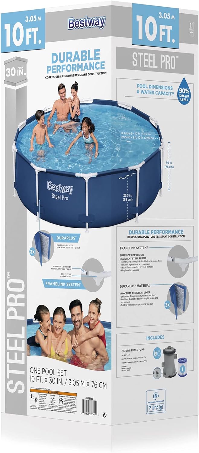 Πισίνα PVC με Μεταλλικό Σκελετό και Αντλία Φίλτρου - 305 x 305 x 76 cm - Bestway Steel Pro Πισίνα PVC με Μεταλλικό Σκελετό και Αντλία Φίλτρου - 305 x 305 x 76 cm - Bestway Steel Pro