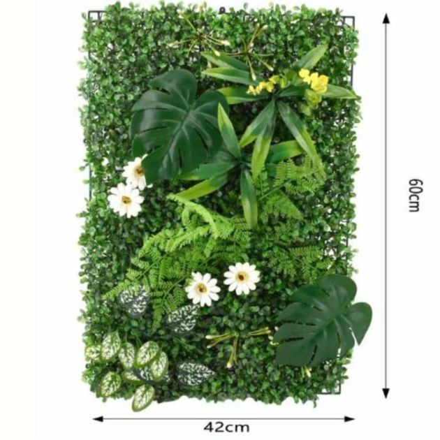 Συνθετικό Πάνελ Φυλλωσιάς Πράσινο Χρώμα με Λευκά Λουλούδια - 42x60cm Συνθετικό Πάνελ Φυλλωσιάς Πράσινο Χρώμα με Λευκά Λουλούδια - 42x60cm