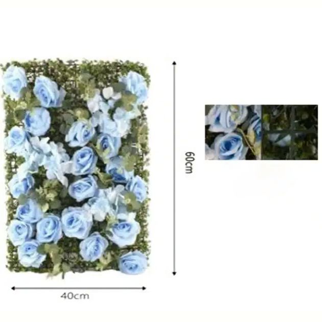 Συνθετικό Πάνελ Φυλλωσιάς με Γαλάζια Τριαντάφυλλα - 40x60cm Συνθετικό Πάνελ Φυλλωσιάς με Γαλάζια Τριαντάφυλλα - 40x60cm