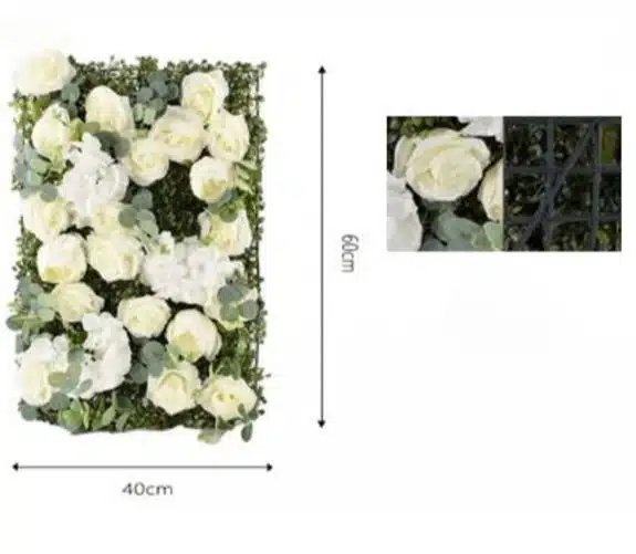Συνθετικό Πάνελ Φυλλωσιάς με Λευκά Τριαντάφυλλα - 40x60cm Συνθετικό Πάνελ Φυλλωσιάς με Λευκά Τριαντάφυλλα - 40x60cm