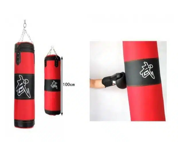 Συνθετικός Σάκος Μποξ Γεμάτος 100cm PVC με Μεταλλικούς Κρίκους Κόκκινος-Μαύρος Συνθετικός Σάκος Μποξ Γεμάτος 100cm PVC με Μεταλλικούς Κρίκους Κόκκινος-Μαύρος