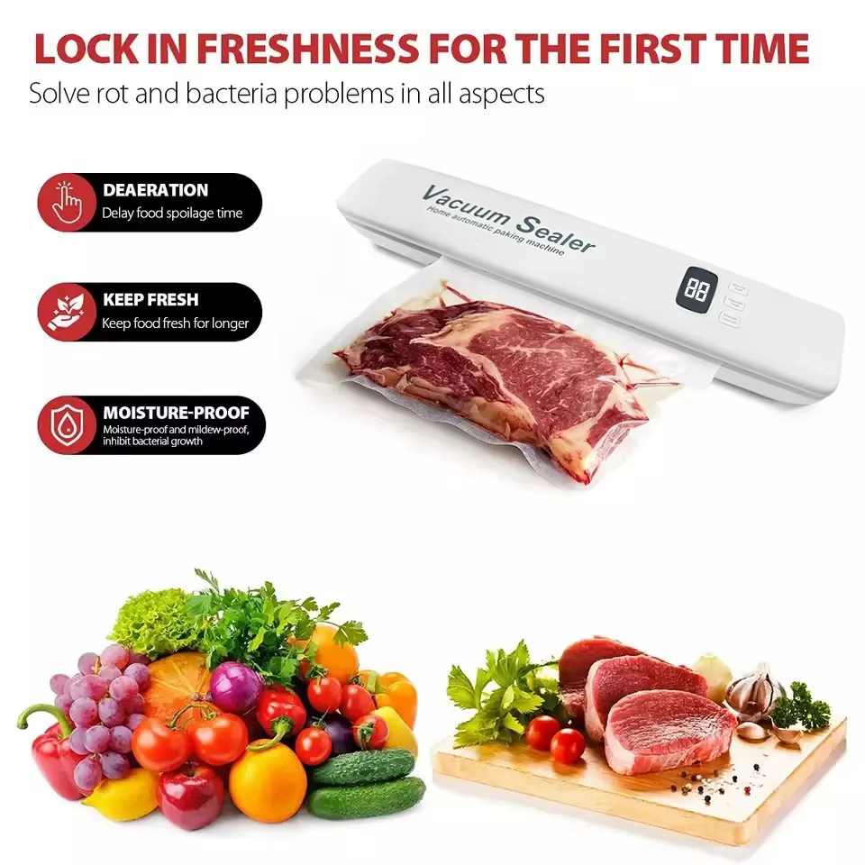 Συσκευή Αεροστεγούς Σφραγίσματος Τροφίμων με Οθόνη - Λευκό Χρώμα Συσκευή Αεροστεγούς Σφραγίσματος Τροφίμων με Οθόνη - Λευκό Χρώμα