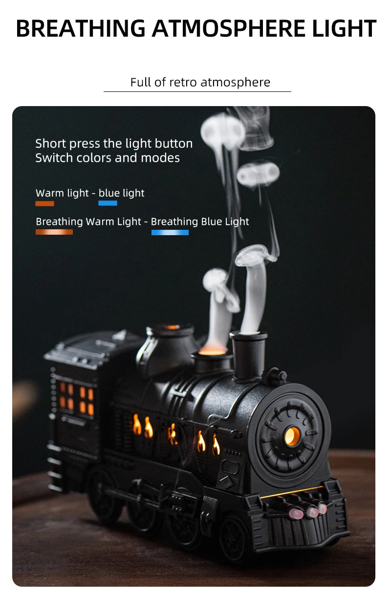 Συσκευή Αρωματοθεραπείας με Φωτισμό LED 300ml με Τηλεχειριστήριο - Σε Σχήμα Τρένο Συσκευή Αρωματοθεραπείας με Φωτισμό LED 300ml με Τηλεχειριστήριο - Σε Σχήμα Τρένο