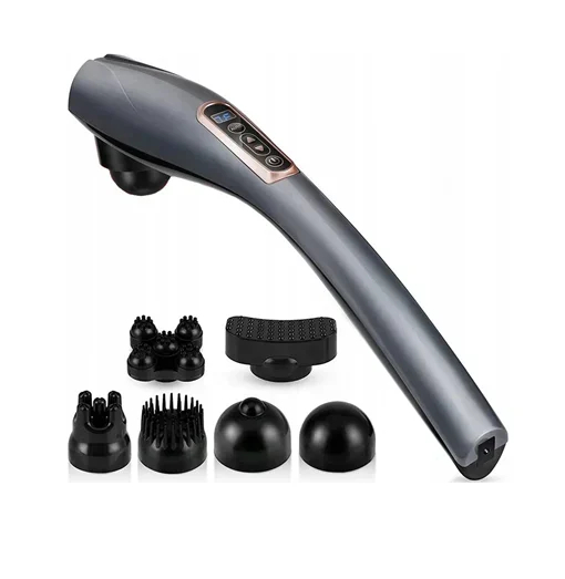 Συσκευή Μασάζ για το Σώμα με Ρυθμιζόμενη Ένταση, Αθόρυβη Λειτουργία και Διαφορετικές Κεφαλές Γκρι Συσκευή Μασάζ για το Σώμα με Ρυθμιζόμενη Ένταση, Αθόρυβη Λειτουργία και Διαφορετικές Κεφαλές Γκρι