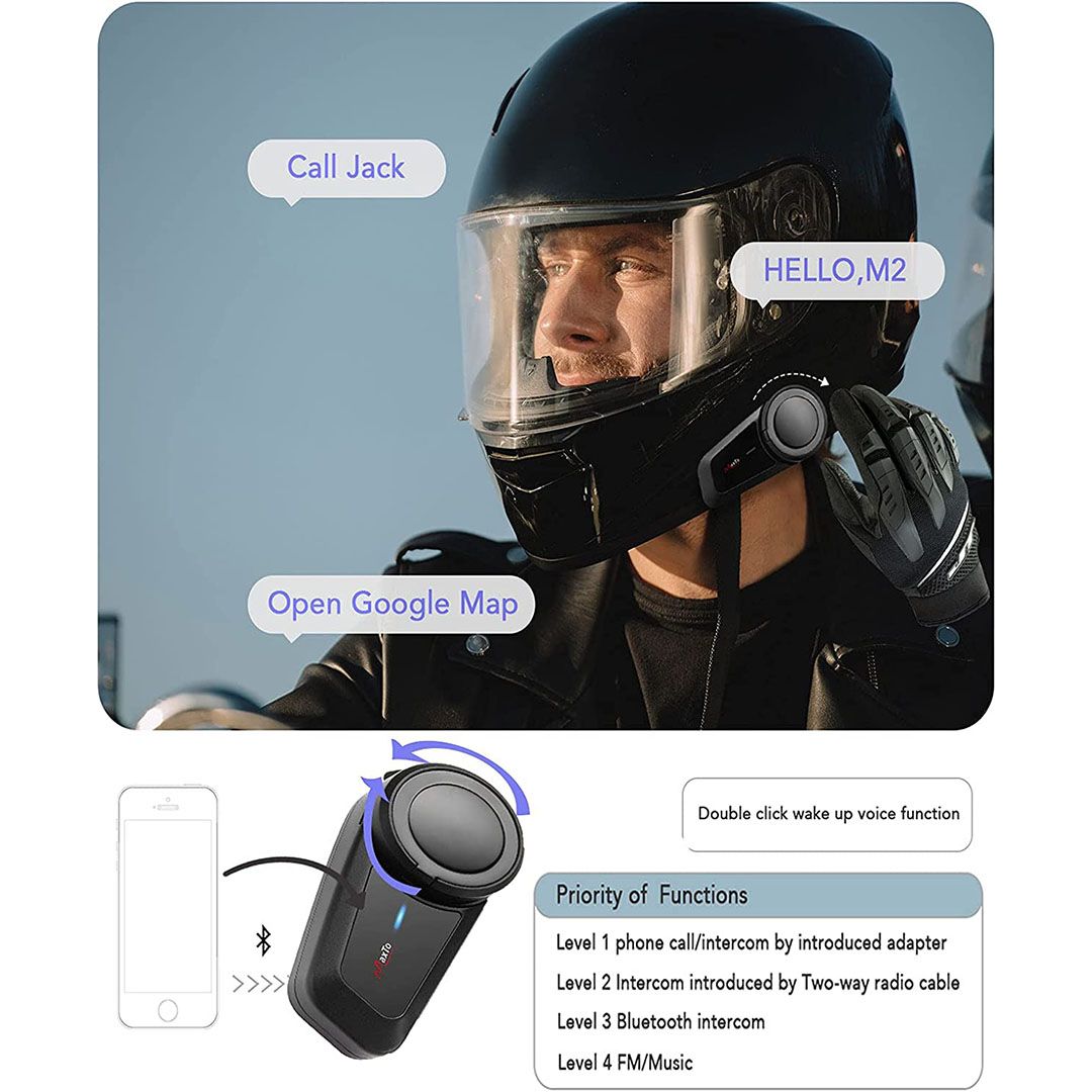 Σύστημα Μονής Ενδοεπικοινωνίας Bluetooth/FM Radio για Κράνος Μηχανής Maxto M2 Intercom Σύστημα Μονής Ενδοεπικοινωνίας Bluetooth/FM Radio για Κράνος Μηχανής Maxto M2 Intercom