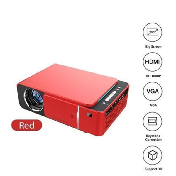 T6 Μίνι Προβολέας Τεχνολογίας LCD με Λάμπα LED Ανάλυσης 1280x780 και Φωτεινότητας 3500 Lumens Κόκκινο T6 Μίνι Προβολέας Τεχνολογίας LCD με Λάμπα LED Ανάλυσης 1280x780 και Φωτεινότητας 3500 Lumens Κόκκινο