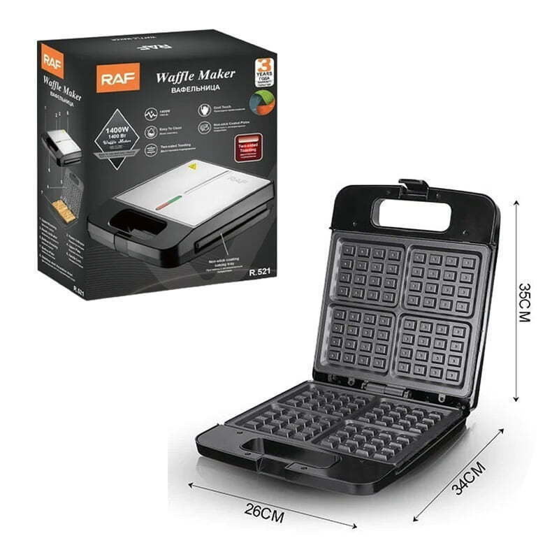 Τετράγωνη Βαφλιέρα 4 Θέσεων 1400W RAF Τετράγωνη Βαφλιέρα 4 Θέσεων 1400W RAF