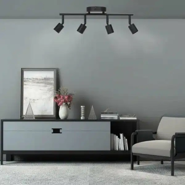 Τετραπλό Σποτ με Ντουί GU10 Σε Ράγα από Ανοξείδωτο Ατσάλι- Μαύρο Τετραπλό Σποτ με Ντουί GU10 Σε Ράγα από Ανοξείδωτο Ατσάλι- Μαύρο