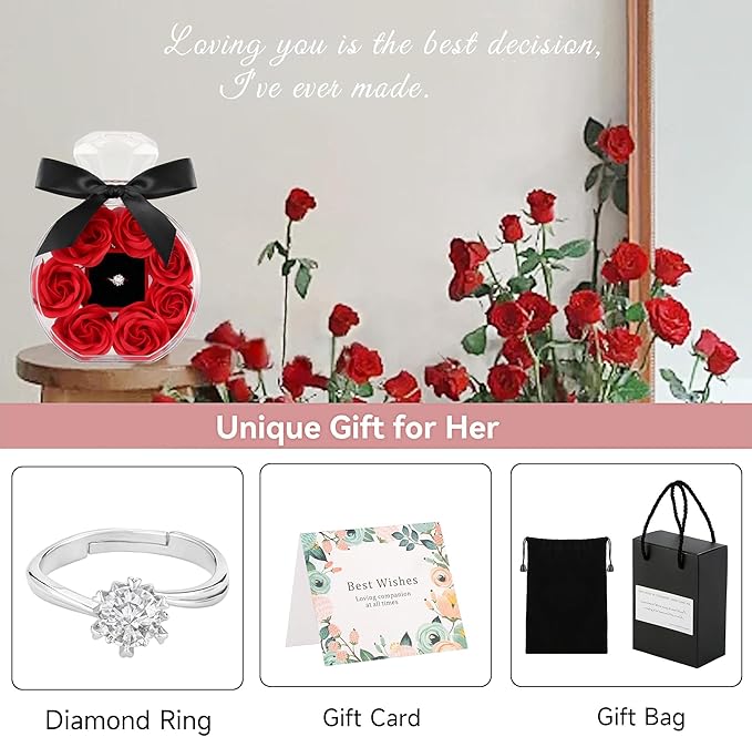 Τεχνητά Κόκκινα Τριαντάφυλλα με Δαχτυλίδι σε Κουτί Δώρου 15 × 10.5 cm Τεχνητά Κόκκινα Τριαντάφυλλα με Δαχτυλίδι σε Κουτί Δώρου 15 × 10.5 cm