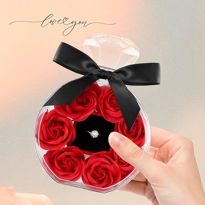 Τεχνητά Κόκκινα Τριαντάφυλλα με Δαχτυλίδι σε Κουτί Δώρου 15 × 10.5 cm Τεχνητά Κόκκινα Τριαντάφυλλα με Δαχτυλίδι σε Κουτί Δώρου 15 × 10.5 cm