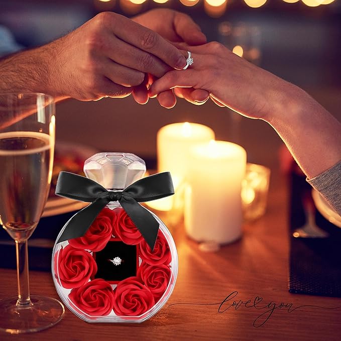 Τεχνητά Κόκκινα Τριαντάφυλλα με Δαχτυλίδι σε Κουτί Δώρου 15 × 10.5 cm Τεχνητά Κόκκινα Τριαντάφυλλα με Δαχτυλίδι σε Κουτί Δώρου 15 × 10.5 cm