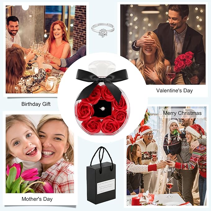 Τεχνητά Κόκκινα Τριαντάφυλλα με Δαχτυλίδι σε Κουτί Δώρου 15 × 10.5 cm Τεχνητά Κόκκινα Τριαντάφυλλα με Δαχτυλίδι σε Κουτί Δώρου 15 × 10.5 cm